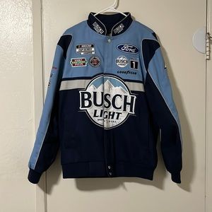 Mens Busch Light Beer NASCAR Jacket Blue Size M Worn Once. Great Condition.